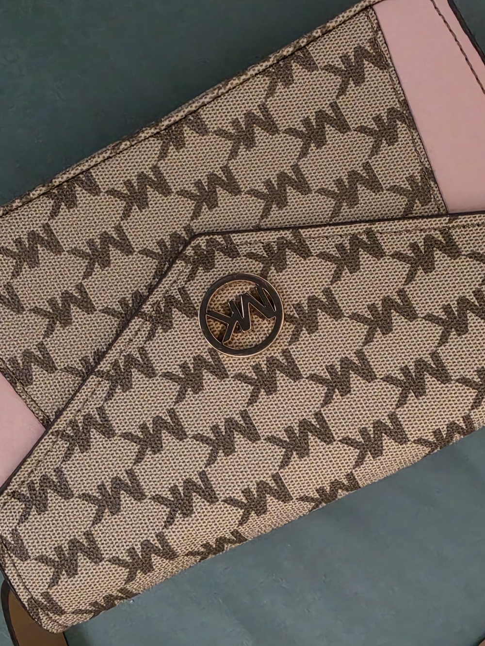 Michael Kors Pink Trim Signature Monogram Wallet